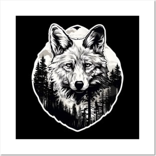 White wolf in the forest Posters and Art